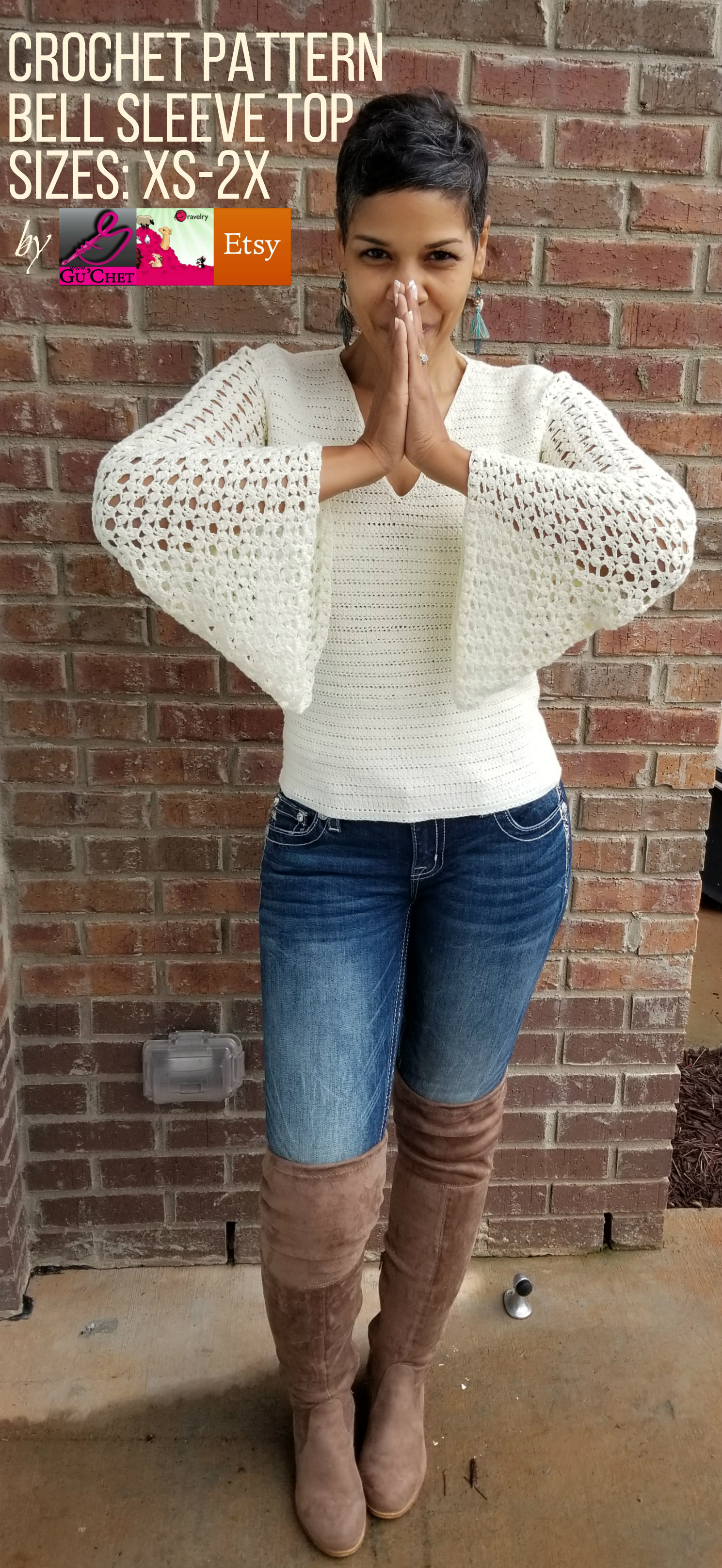Crochet Bell Sleeve Top Pattern by GuChet