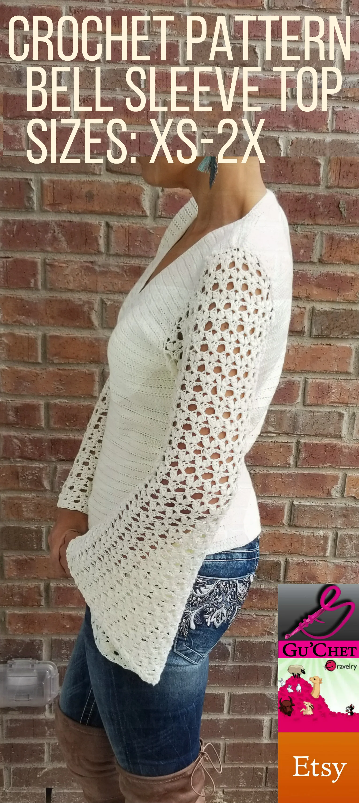 Crochet Bell Sleeve Top Pattern by GuChet