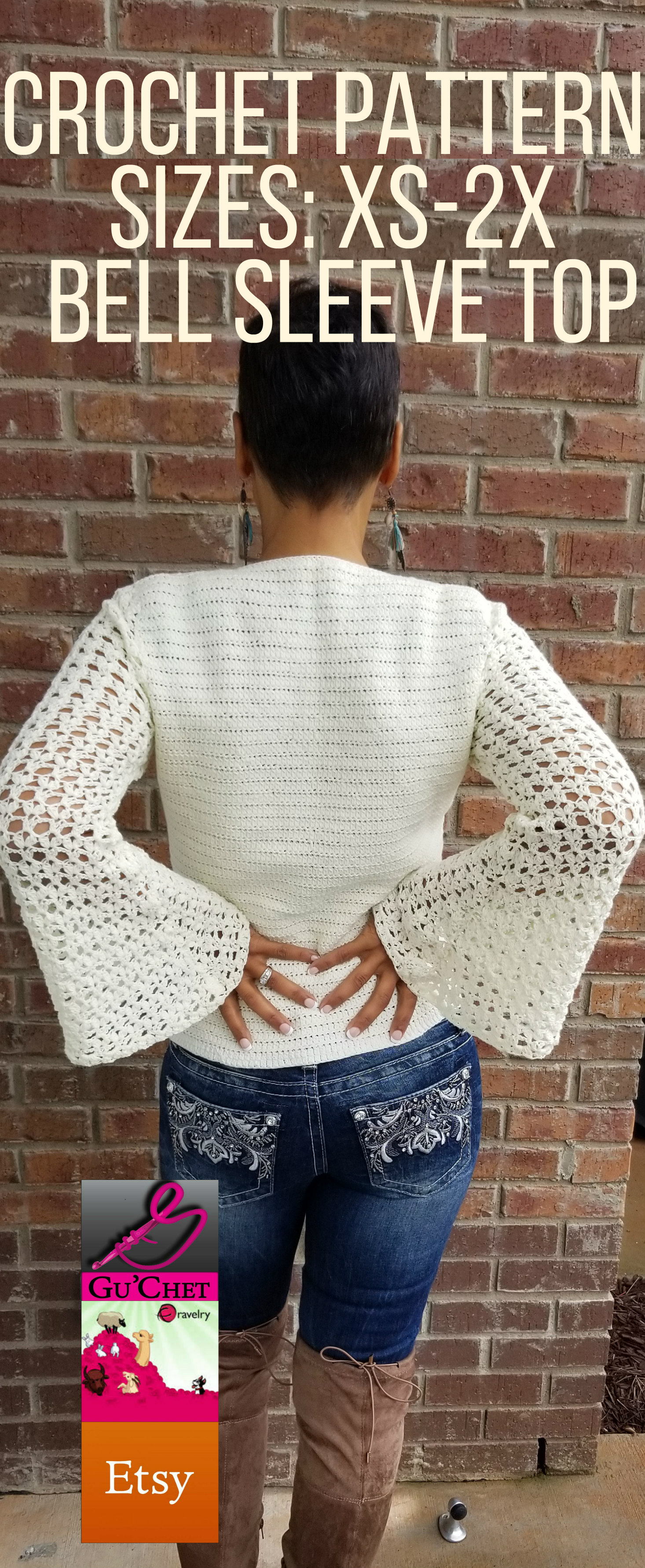 Crochet Bell Sleeve Top Pattern by GuChet
