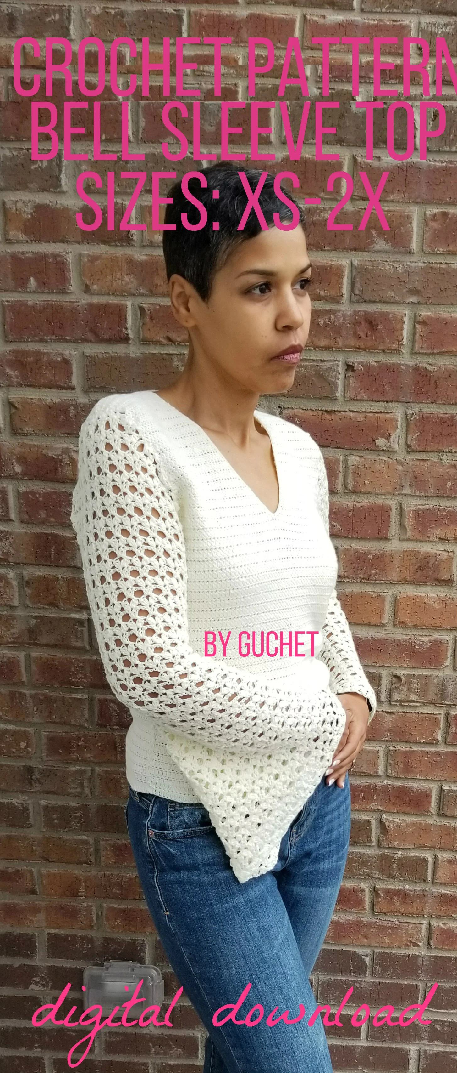 Crochet Bell Sleeve Top Pattern by GuChet