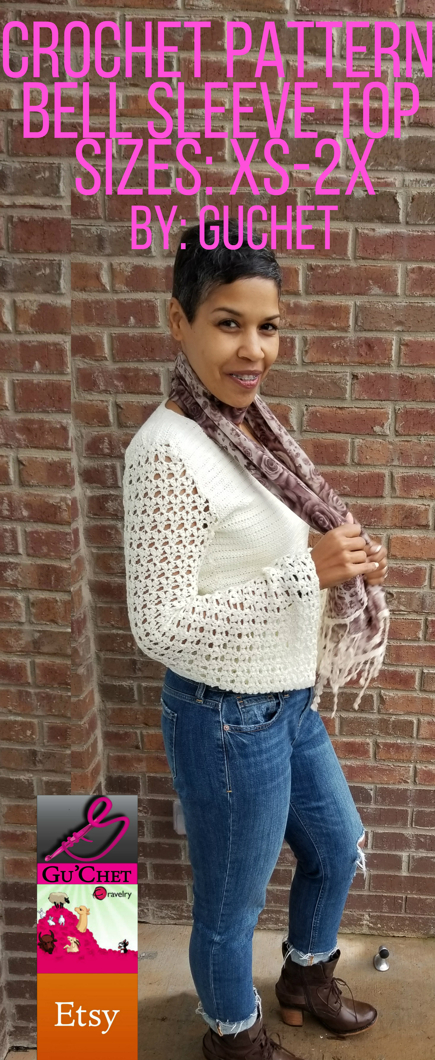 Crochet Bell Sleeve Top Pattern by GuChet