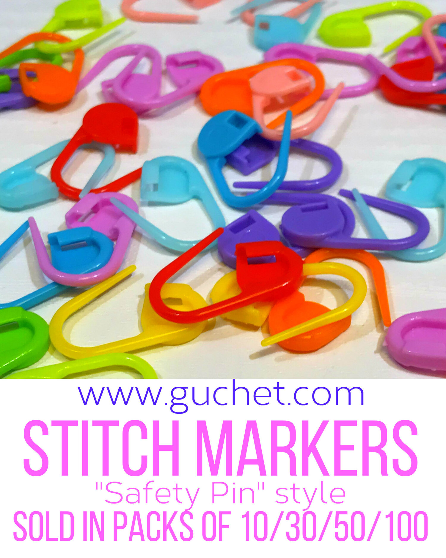 STITCH MARKERS - PLASTIC SAFETY PIN STYLE — YARNS, PATTERNS, ACCESSORIES