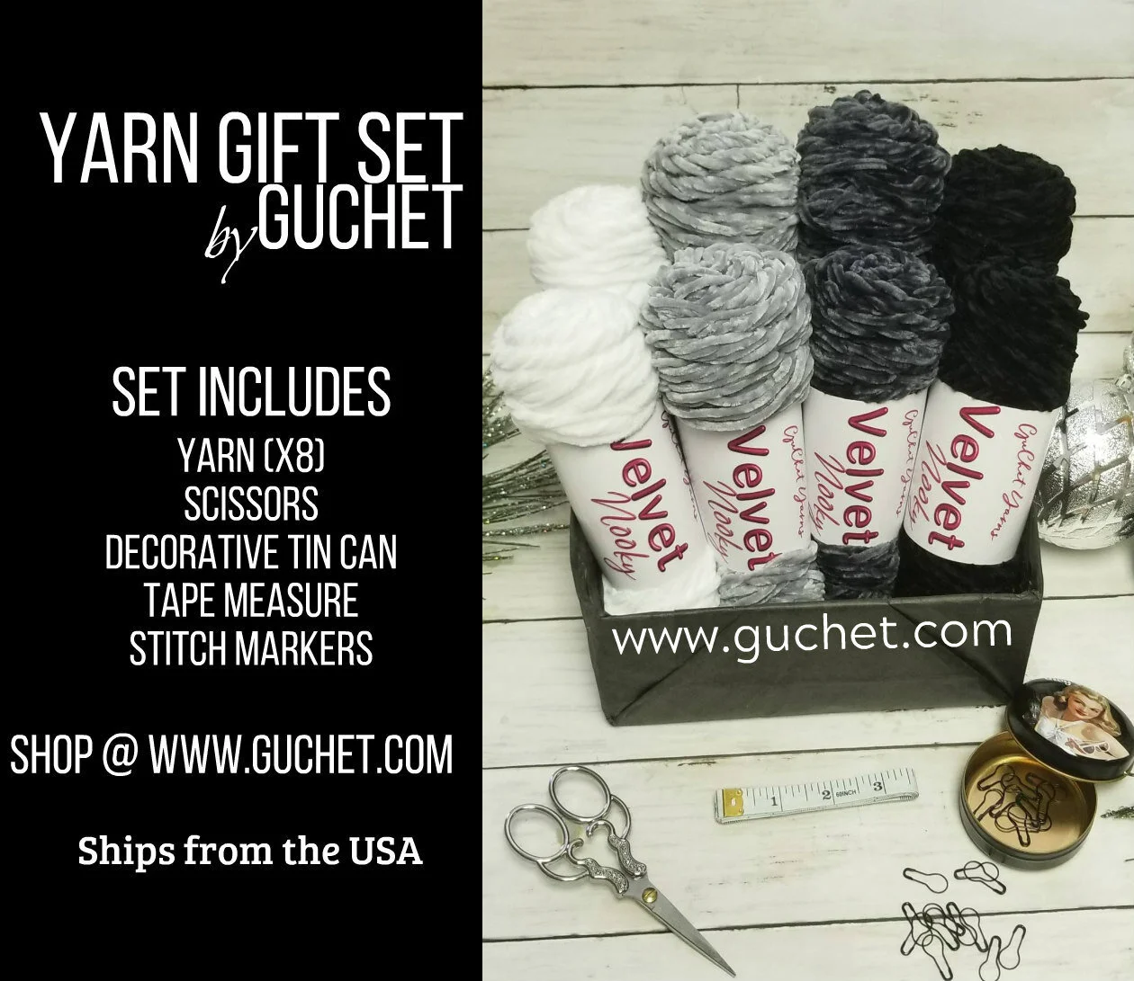 YARN GIFT SET - BLACK VELVET - FREE SHIPPING