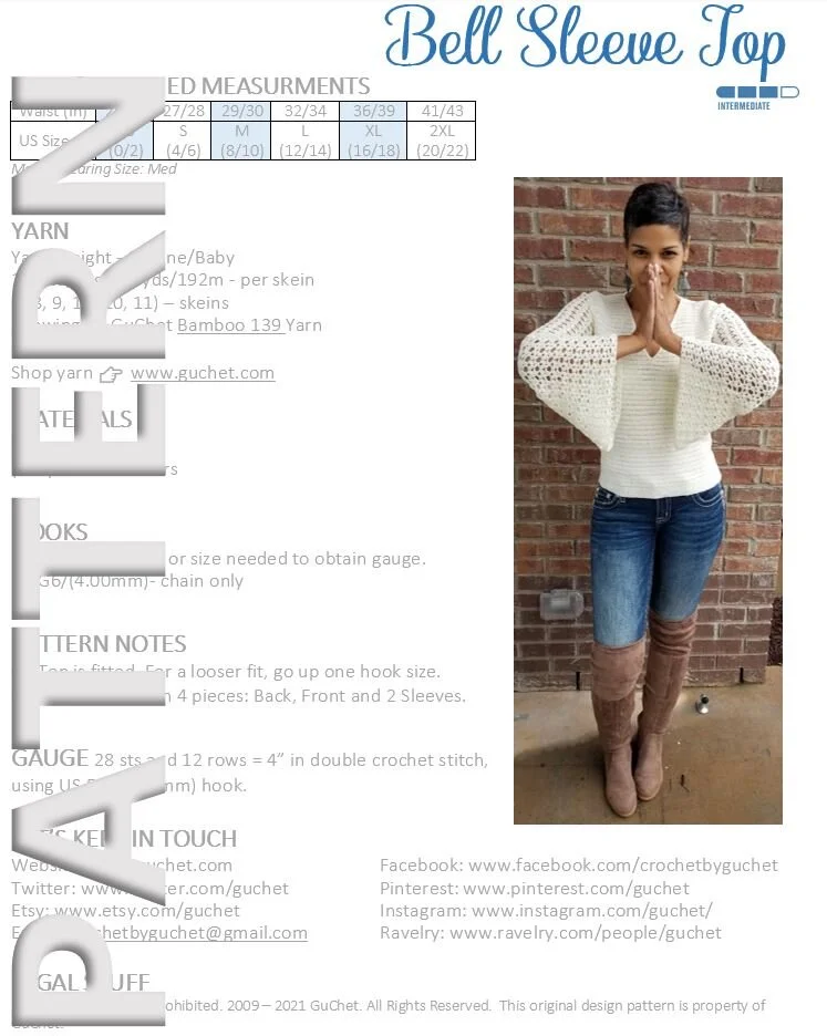 CROCHET BELL SLEEVE TOP PATTERN