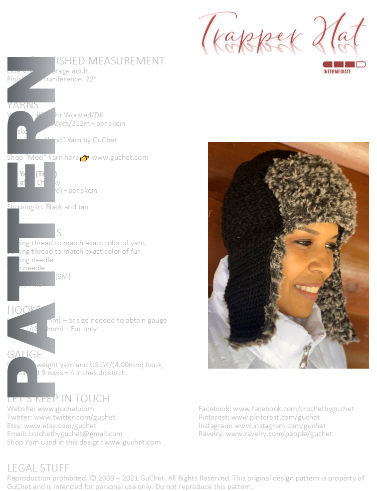 CROCHET TRAPPER HAT PATTERN