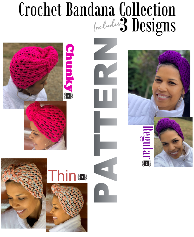 CROCHET BANDANA PATTERN COLLECTION (INCLUDES 3 VERSIONS)