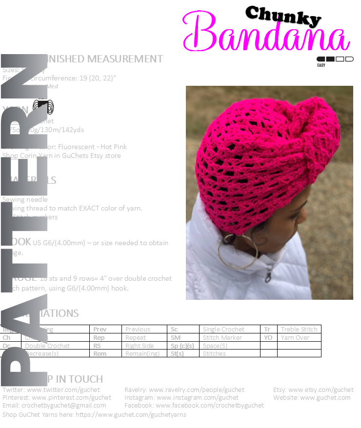 CROCHET BANDANA PATTERN (CHUNKY VERSION)