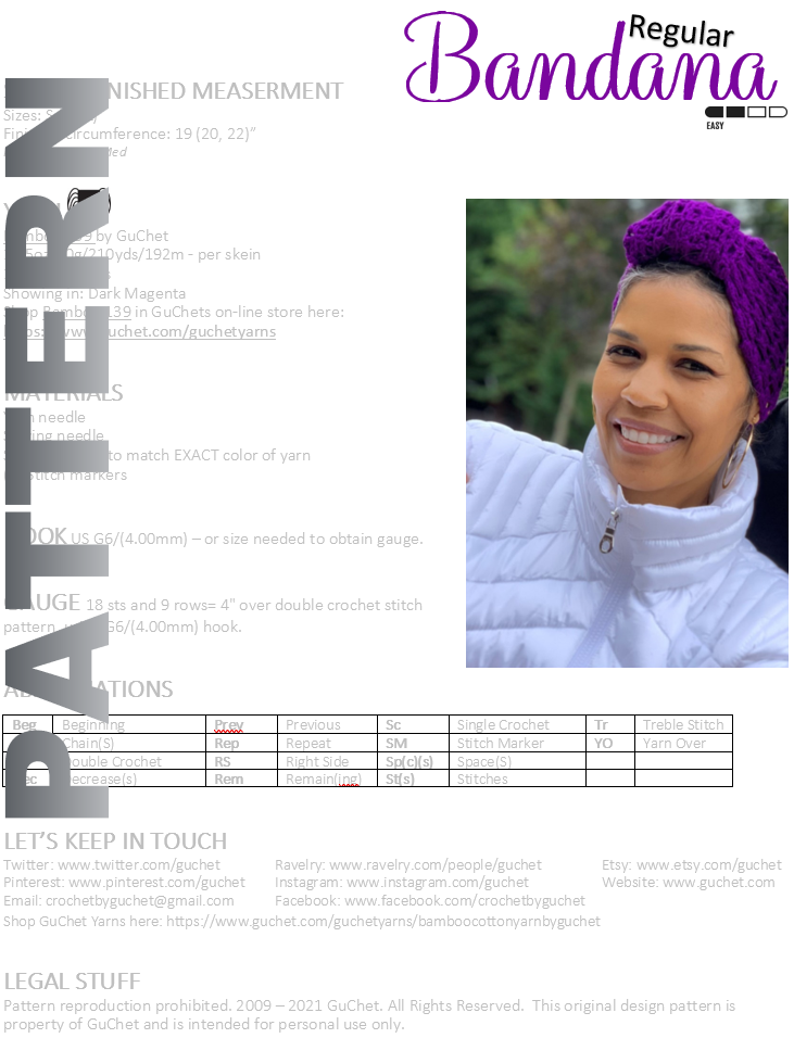 CROCHET BANDANA PATTERN (REGULAR VERSION)