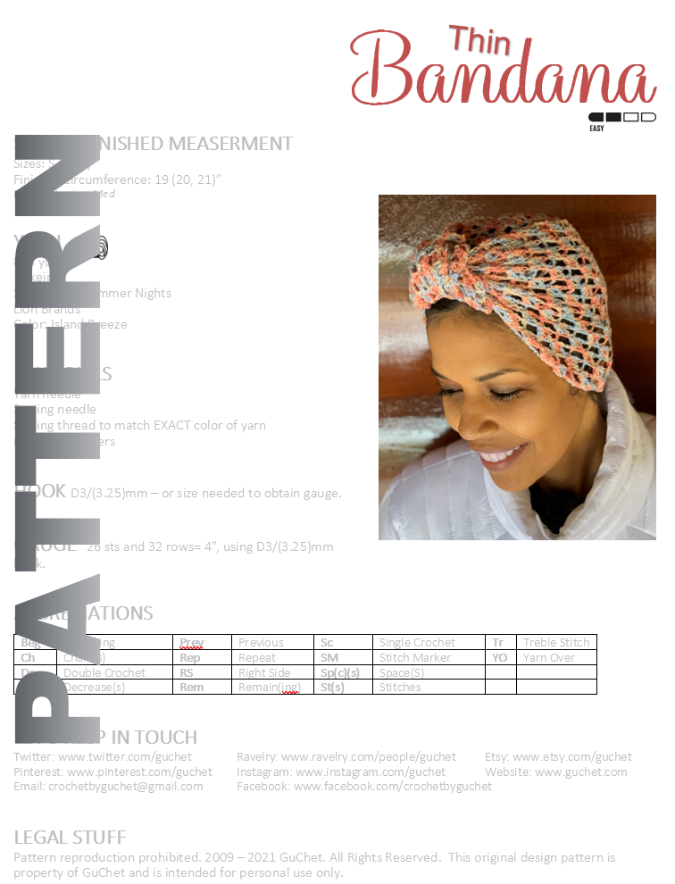 CROCHET BANDANA PATTERN (THIN VERSION)