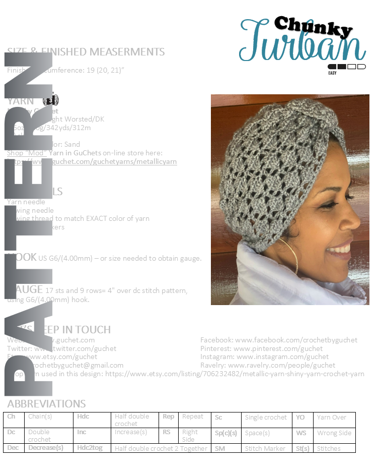 CROCHET TURBAN PATTERN (CHUNKY VERSION)