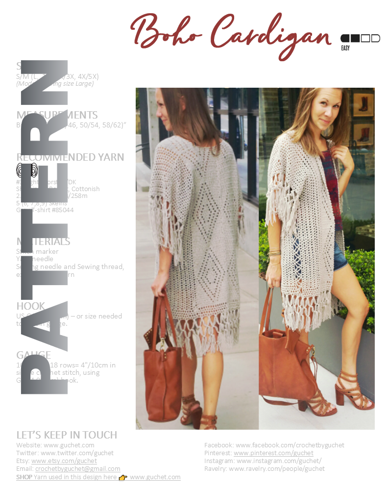 CROCHET CARDIGAN PATTERN (BOHO STYLE)