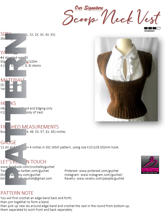 CROCHET VEST PATTERN - SCOOPNECK