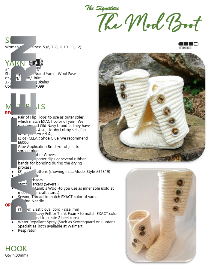 CROCHET BOOT RIBBED PATTERN