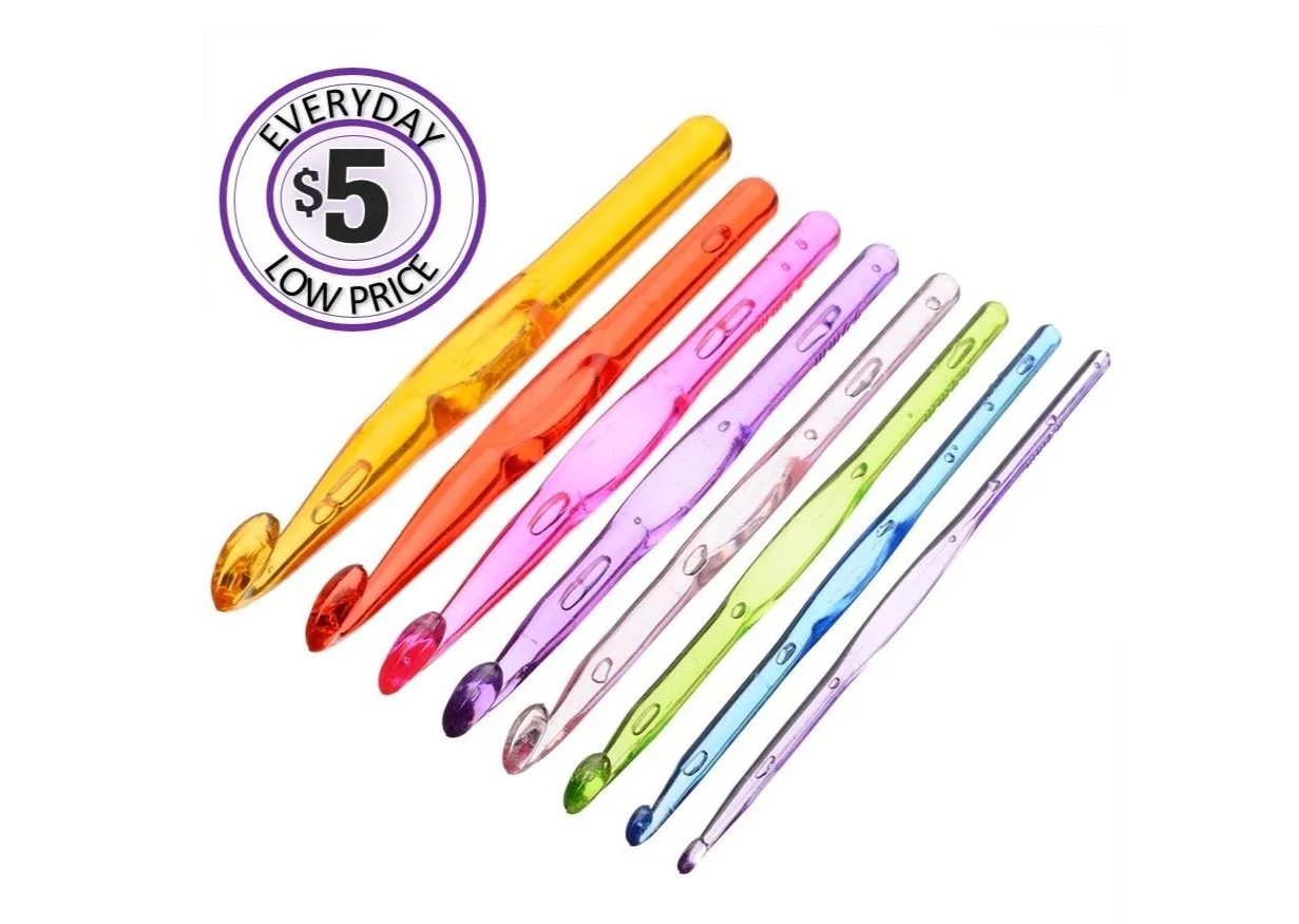 CLEAR CROCHET HOOKS - 9 HOOKS