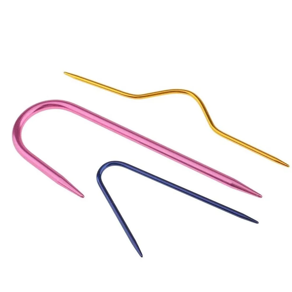 KNITTING CABLE NEEDLE - METAL – CURVED - 3 PACK