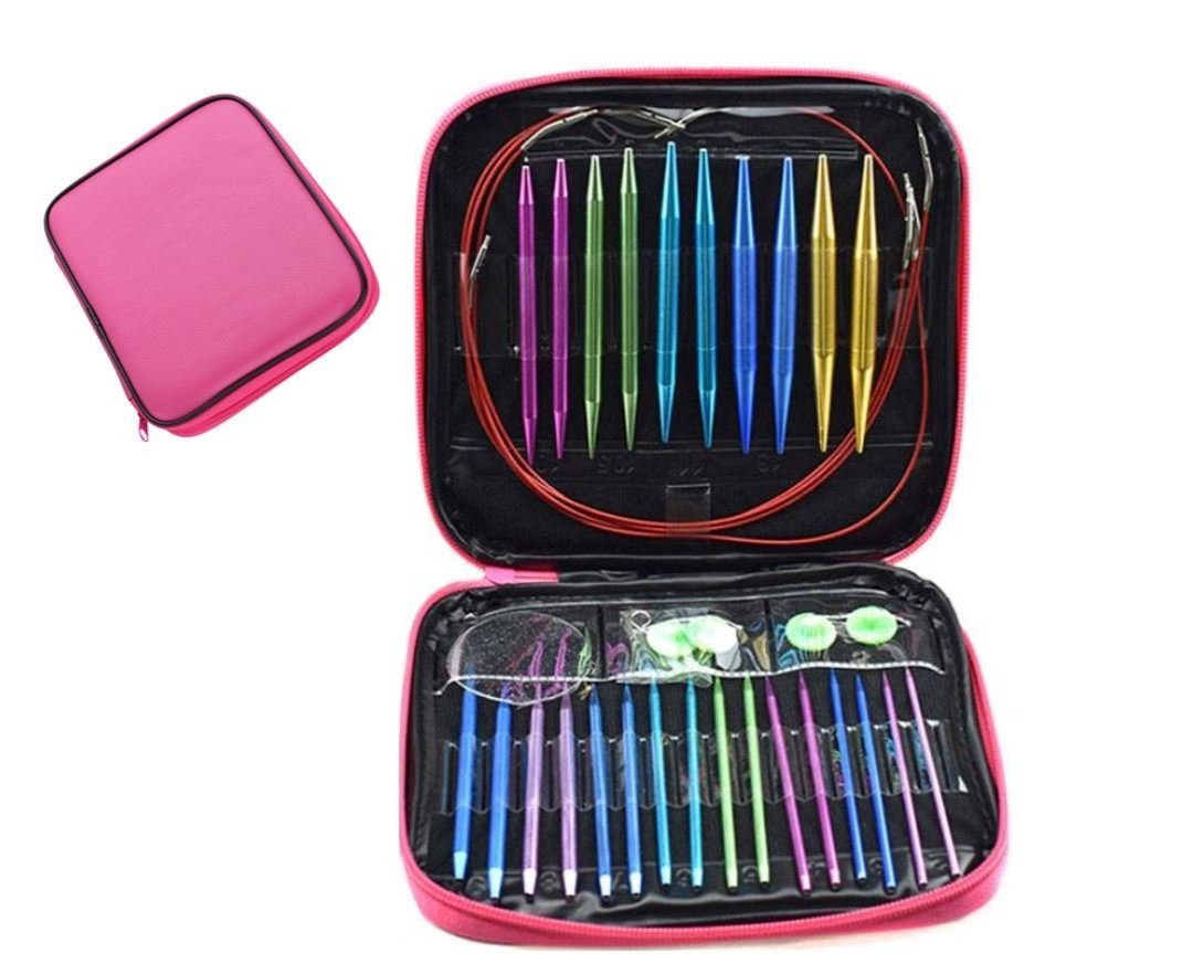 INTERCHANGEABLE - KNITTING NEEDLE SET - METAL - 13 NEEDLES + CASE —   - Yarns, Patterns and Accessories