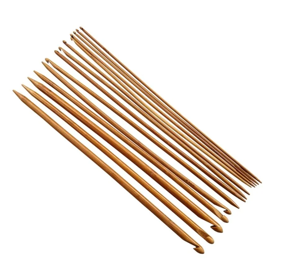 CRO-HOOKS - DOUBLE ENDED HOOK SET – 14" LONG - BAMBOO - 14 PIECES