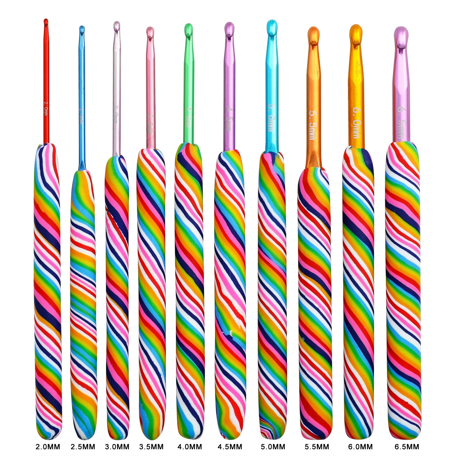 RAINBOW CROCHET HOOKS – 10 HOOK SET