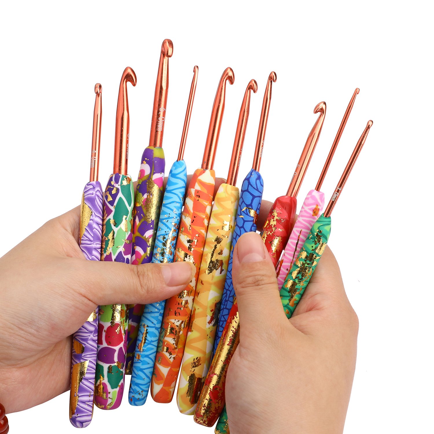 GOLD FLAKES CROCHET HOOK SET – INCLUDES 10 PIECES —  - Yarns,  Patterns and Accessories
