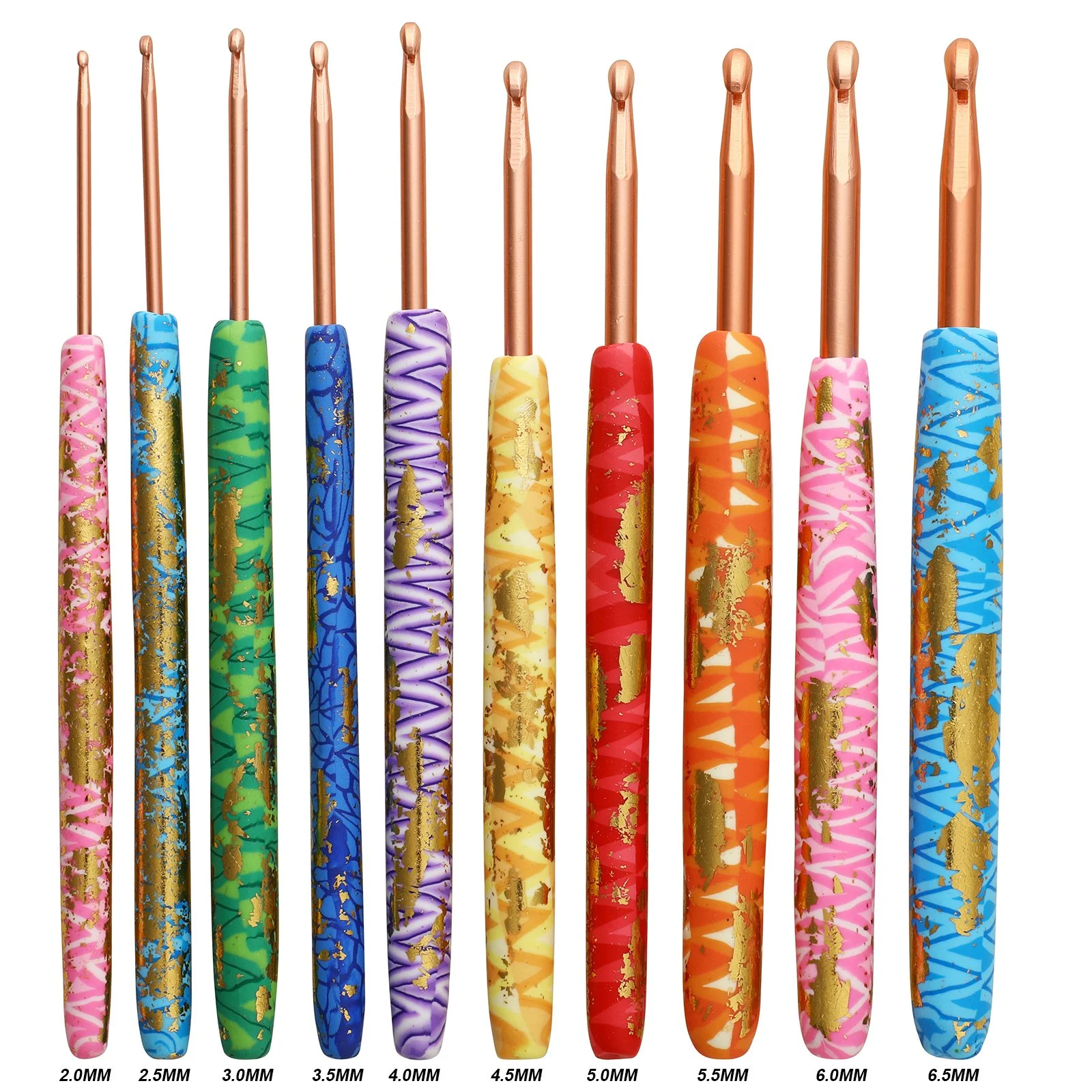 GOLD FLAKES CROCHET HOOKS – 10 HOOK SET