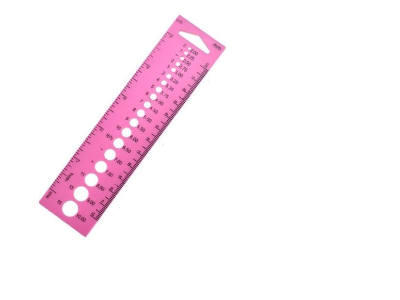KNITTING NEEDLE GAUGE RULER - SQUARE — YARNS, PATTERNS, ACCESSORIES