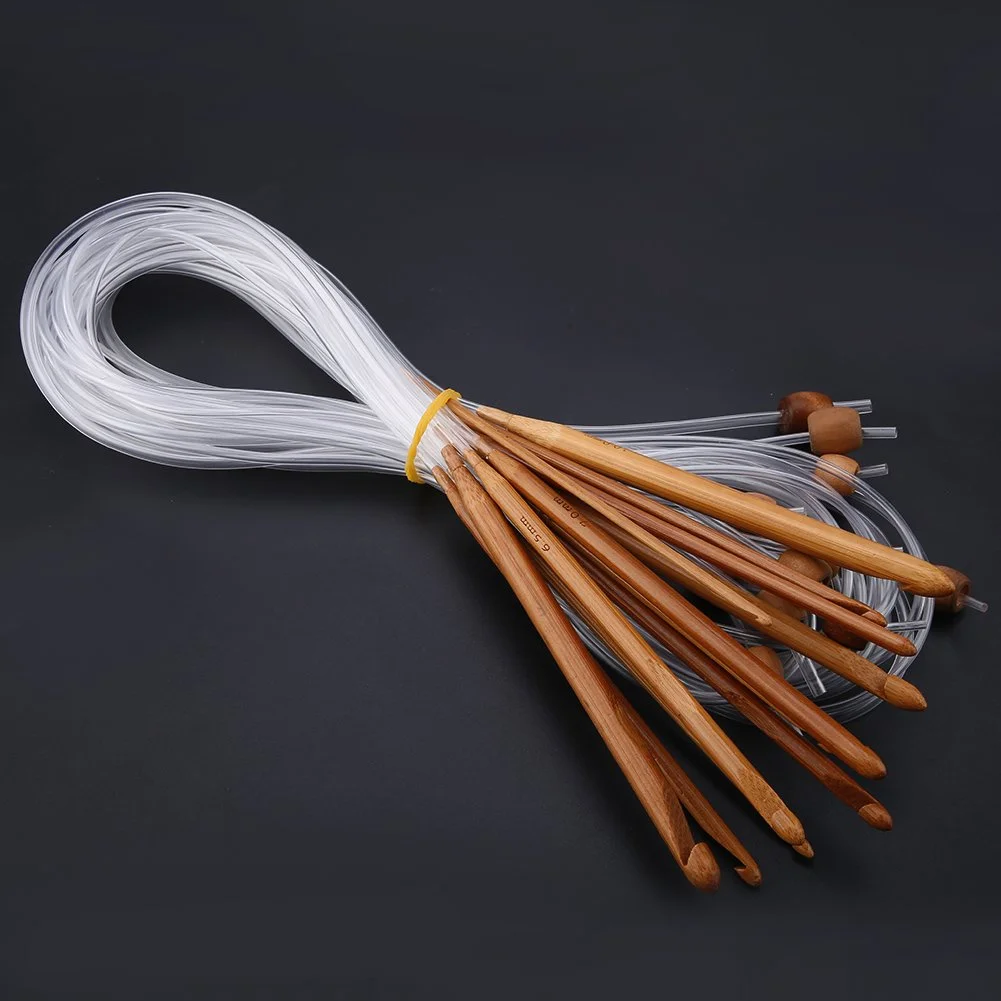 TUNISIAN CROCHET HOOK ON CABLE – BAMBOO - 12 PIECE SET
