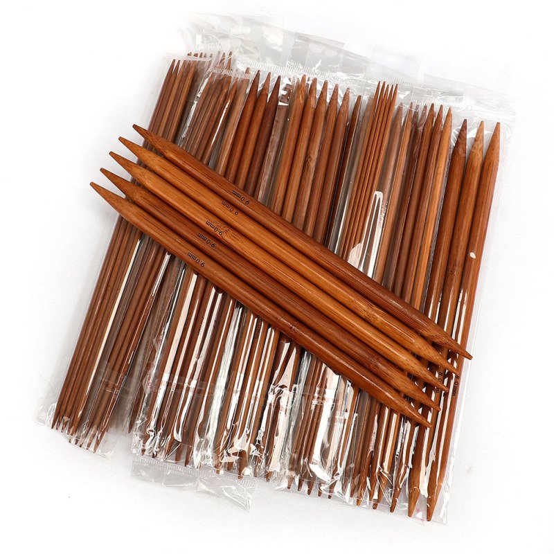 DOUBLE POINTED KNITTING NEEDLE SET – 7.9” LONG - BAMBOO - INCLUDES 75  PIECES — YARNS, PATTERNS, ACCESSORIES