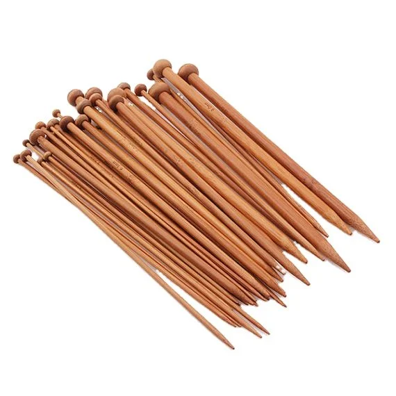 SINGLE POINTED KNITTING NEEDLES – BAMBOO - 36 PIECE SET