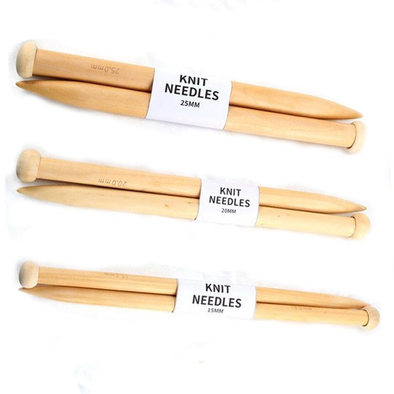 JubileeYarn Jumbo Bamboo Knitting Needles - 3 Pair Deluxe Set - 15mm, 20mm, 25mm