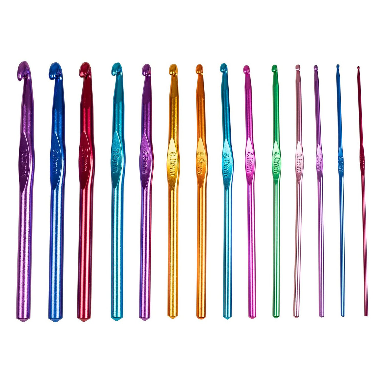 12x Metal Crochet Hooks Set With Case Yarn Craft Kit