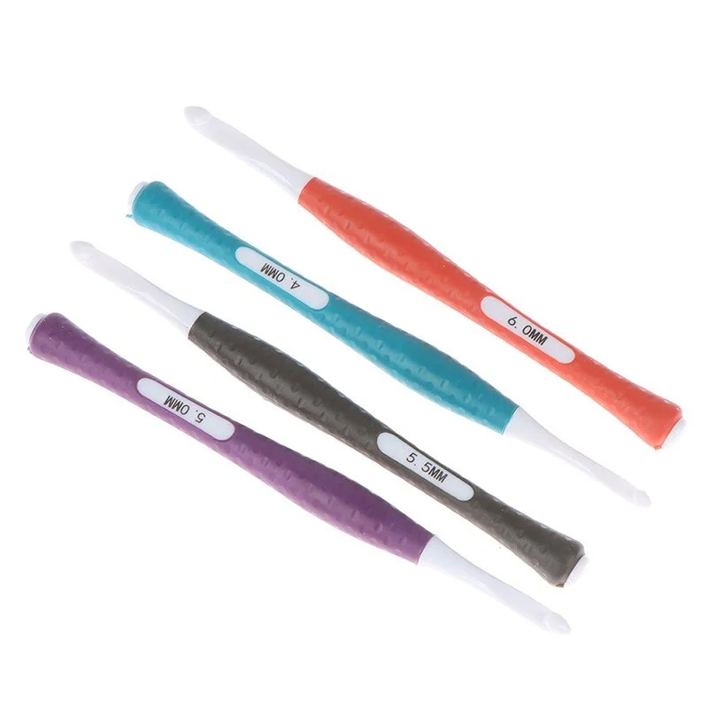 RUBBERIZED HANDLE ERGO CROCHET HOOKS INCLUDES 8 PIECES —