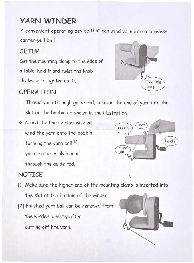 YARN WINDER PLASTIC TABLETOP WINDER UPDATED — Yarns, Patterns and Accessories