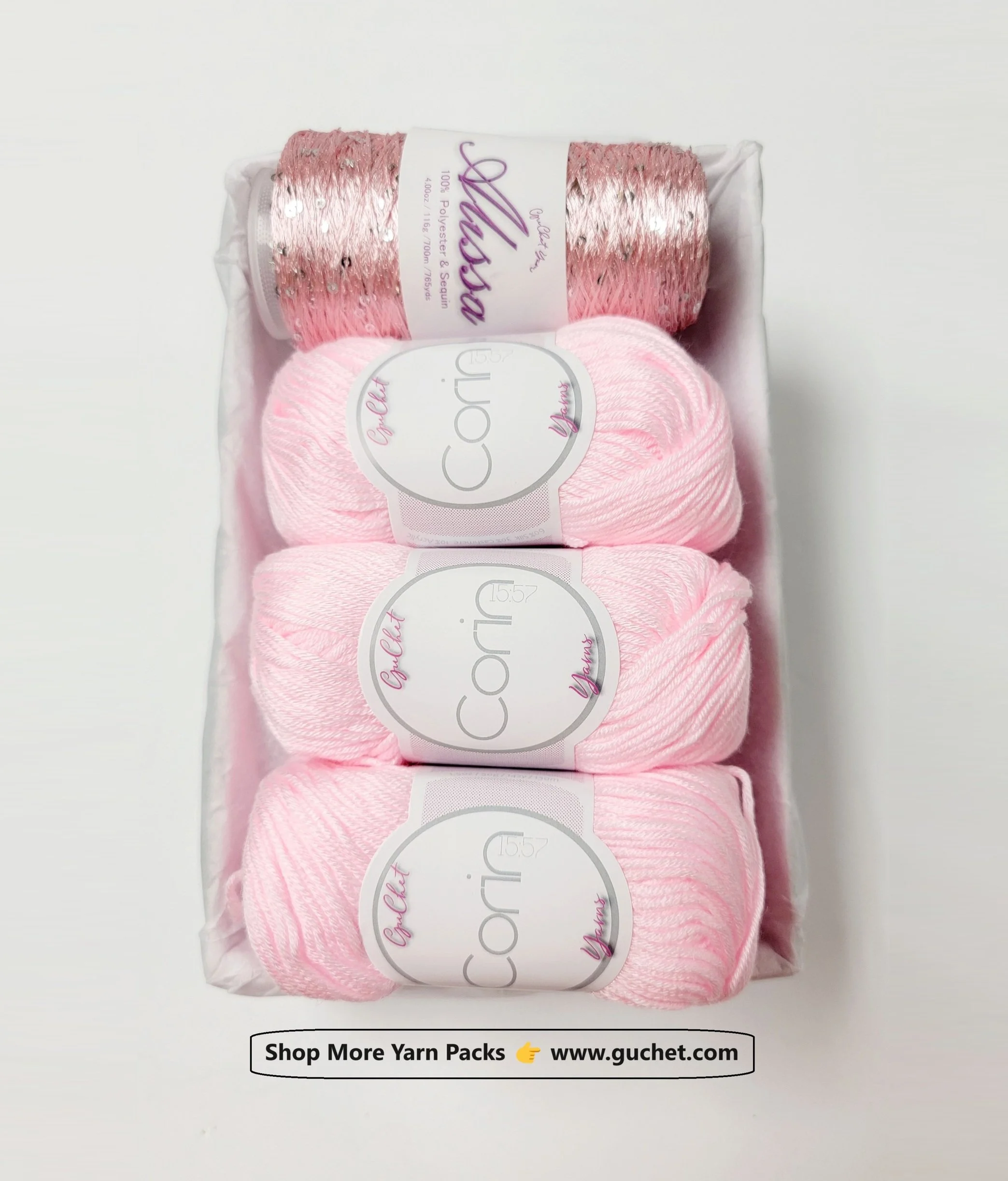 YARN PACK - SILK/CASHMERE /SEQUINS - LIGHT PINK