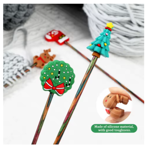 KNITTING NEEDLE TIP PROTECTORS - CHRISTMAS - 8 PC SET