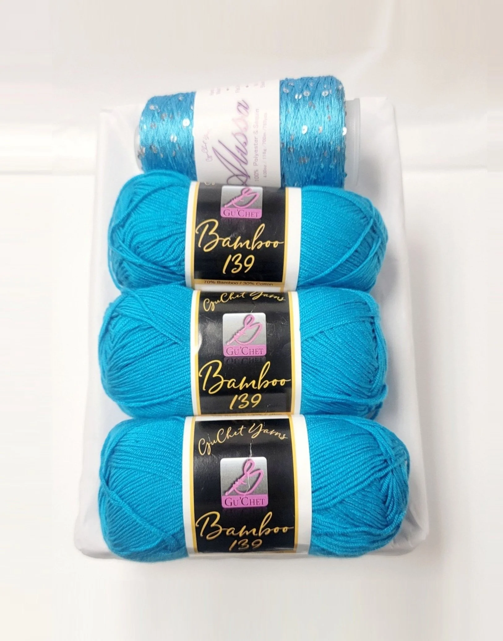 YARN PACK - BAMBOO/COTTON /SEQUINS - AQUA