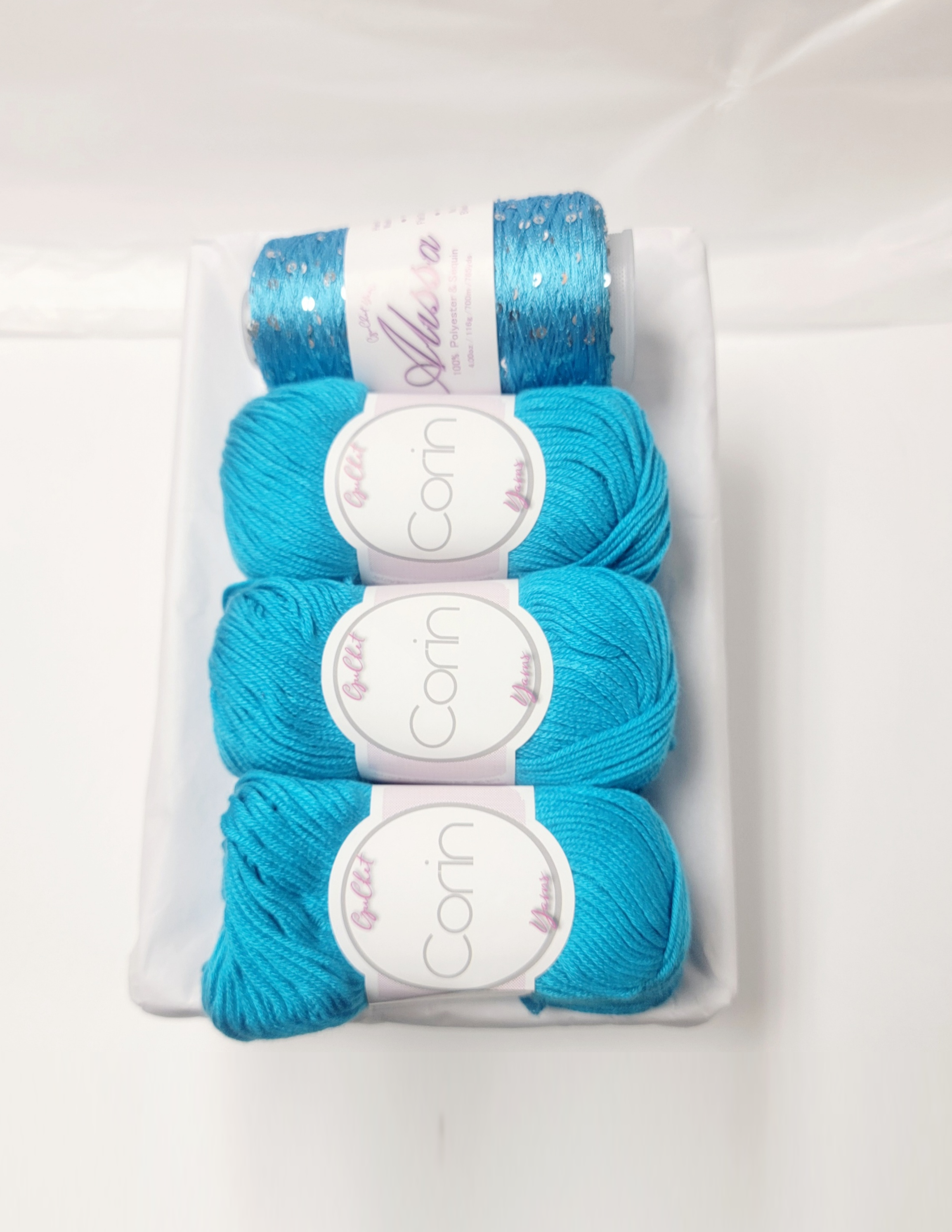 YARN PACK - SILK/CASHMERE /SEQUINS - AQUA