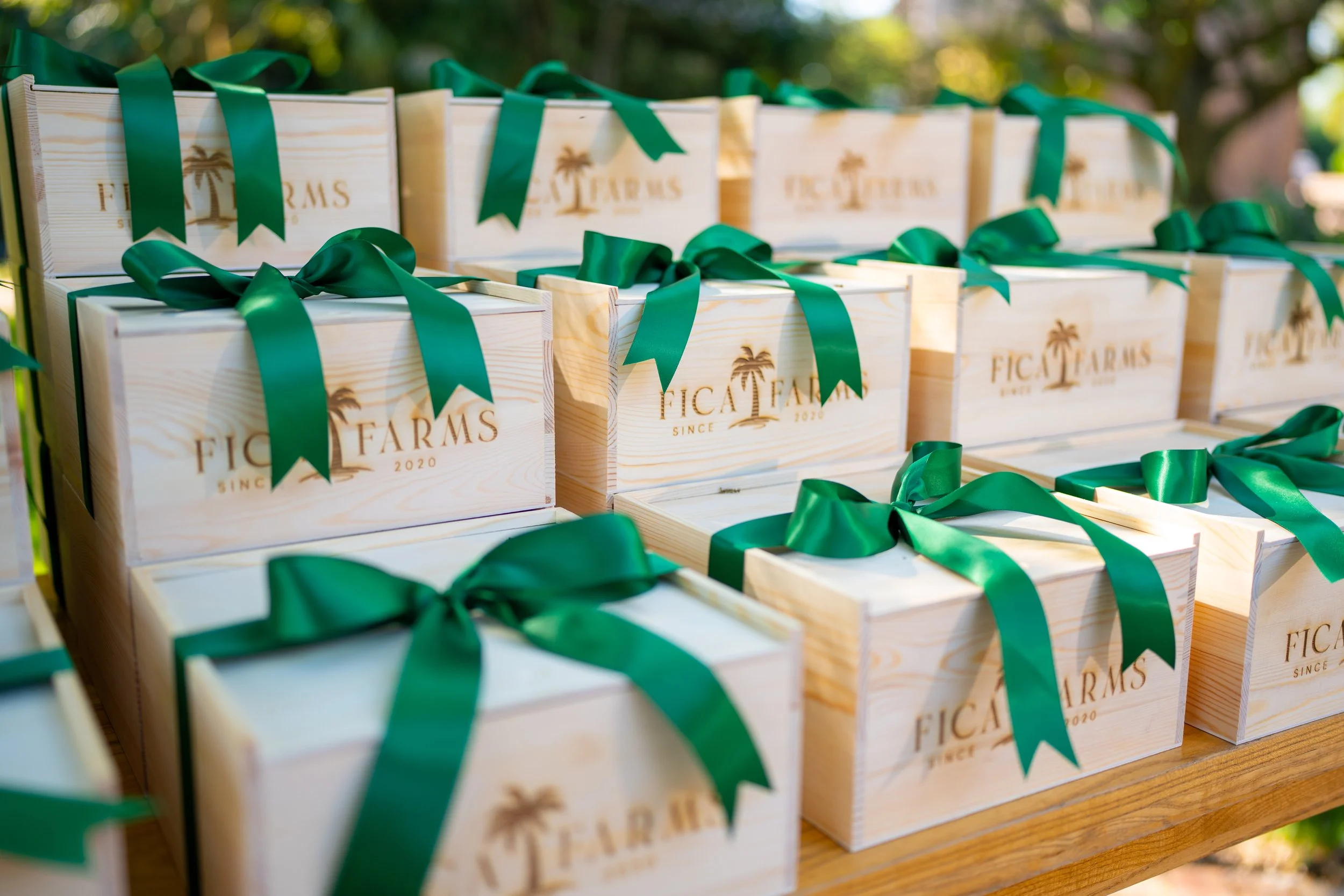 uxury wedding gift boxes at Fica Farms in Miami by Lauren Ashley Studio