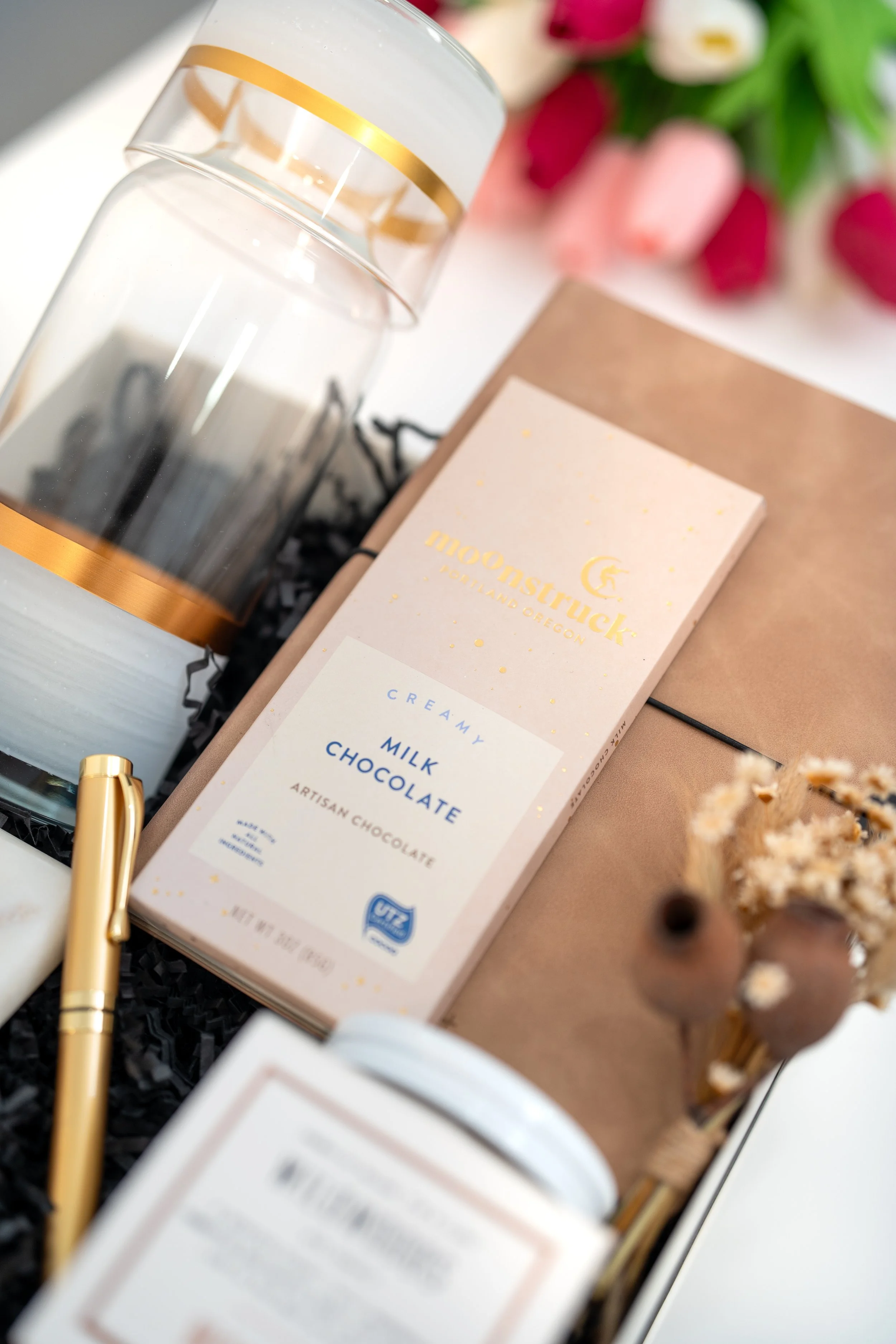 premium details inside a luxury gift box for real estate and law firm clients