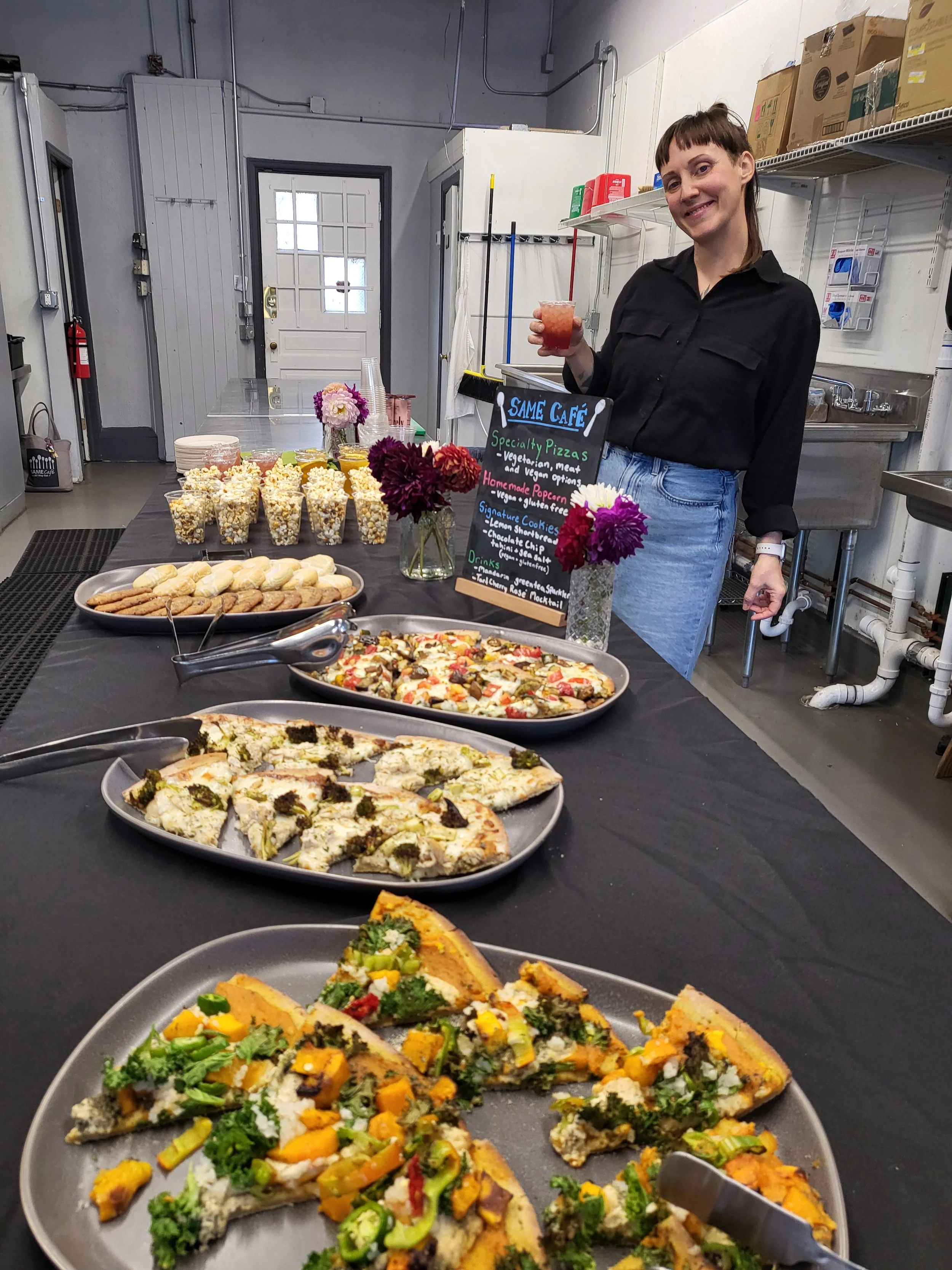 pizzas for an event at SAME Cafe