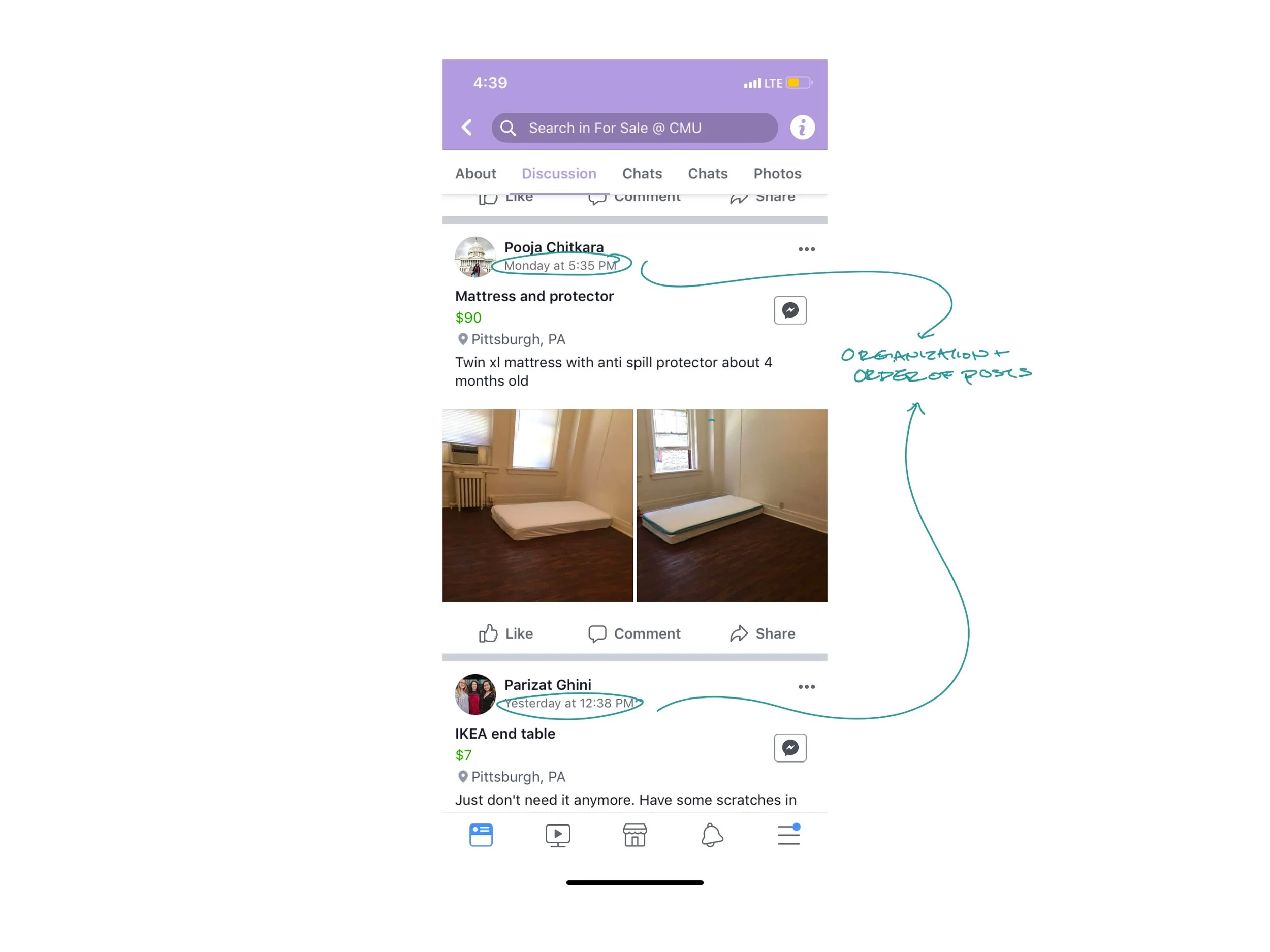 4. Feed Disorganization: Posts are organized not by time or by popularity