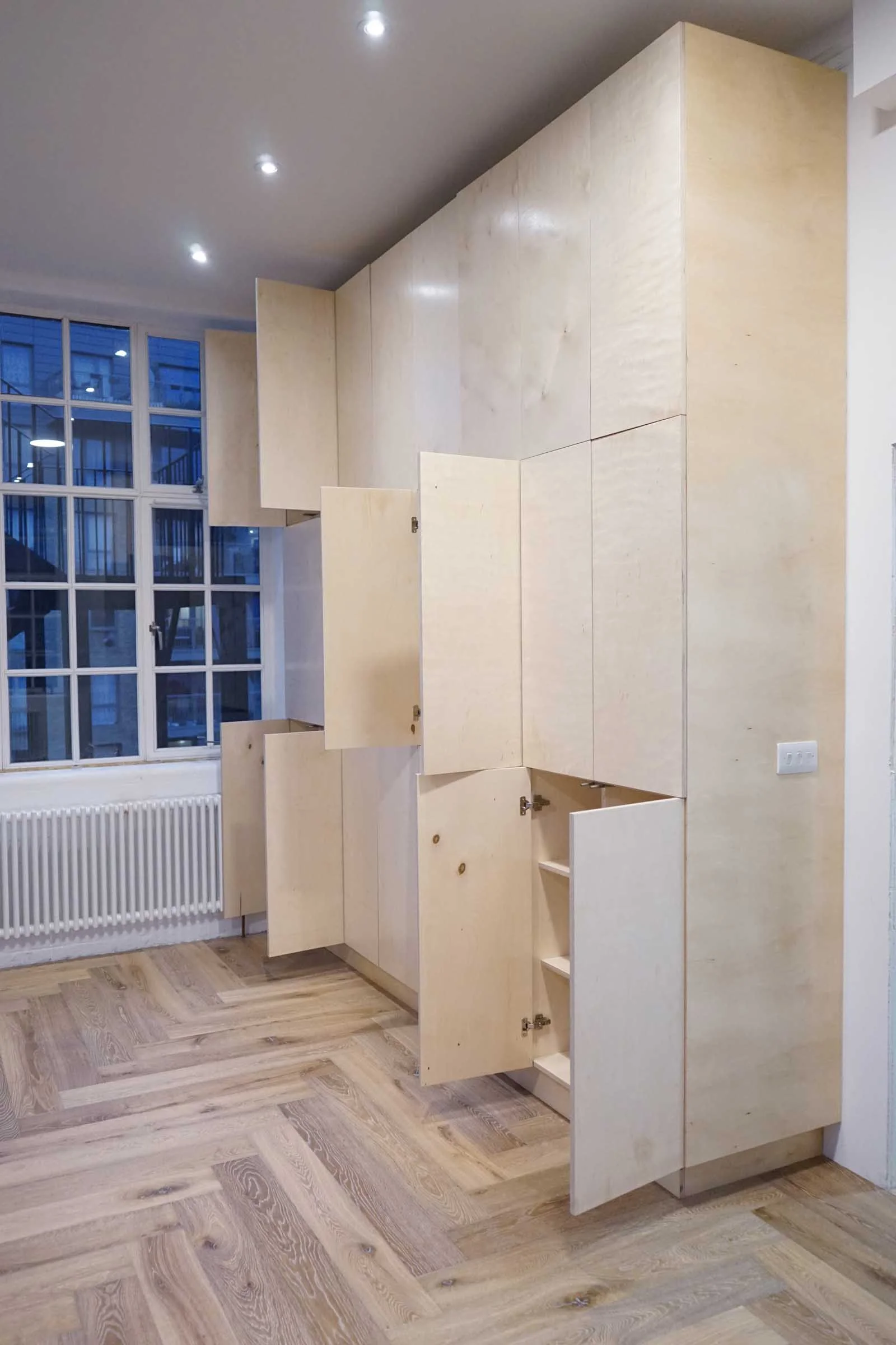 Plywood Storage Space L Bespoke Furniture Maker Pure View Carpentry