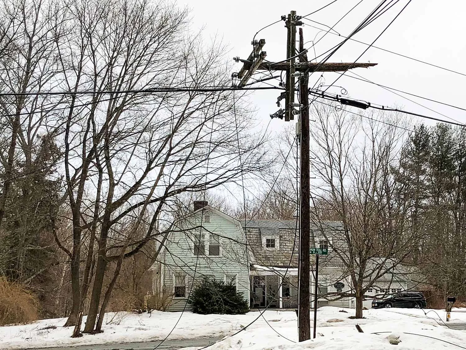 Sheared Top of Utility Pole Shun Toll & Rt. 71, North Egremont 2/25/2019