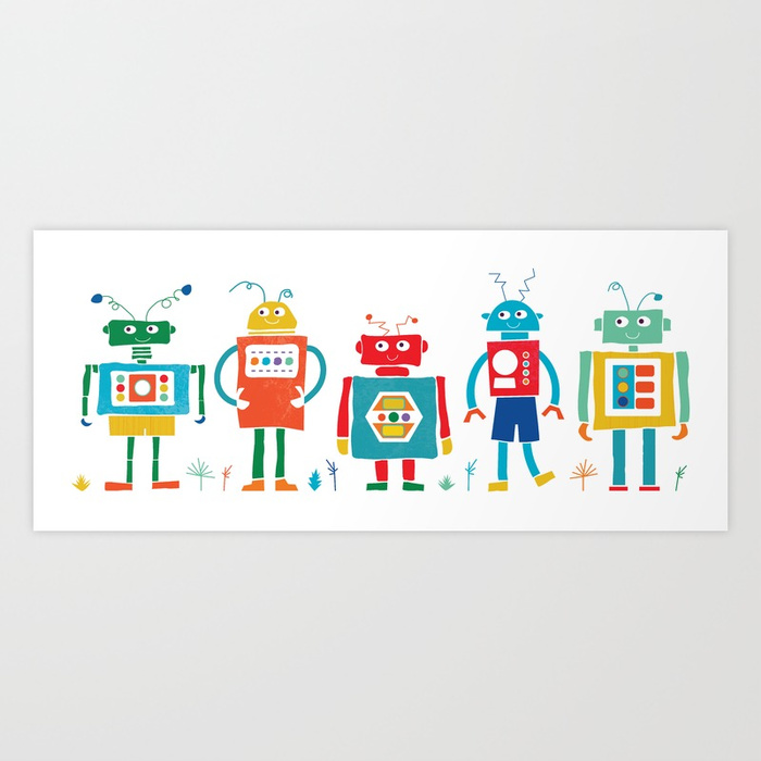 Robots Cheerful and Bright in Line