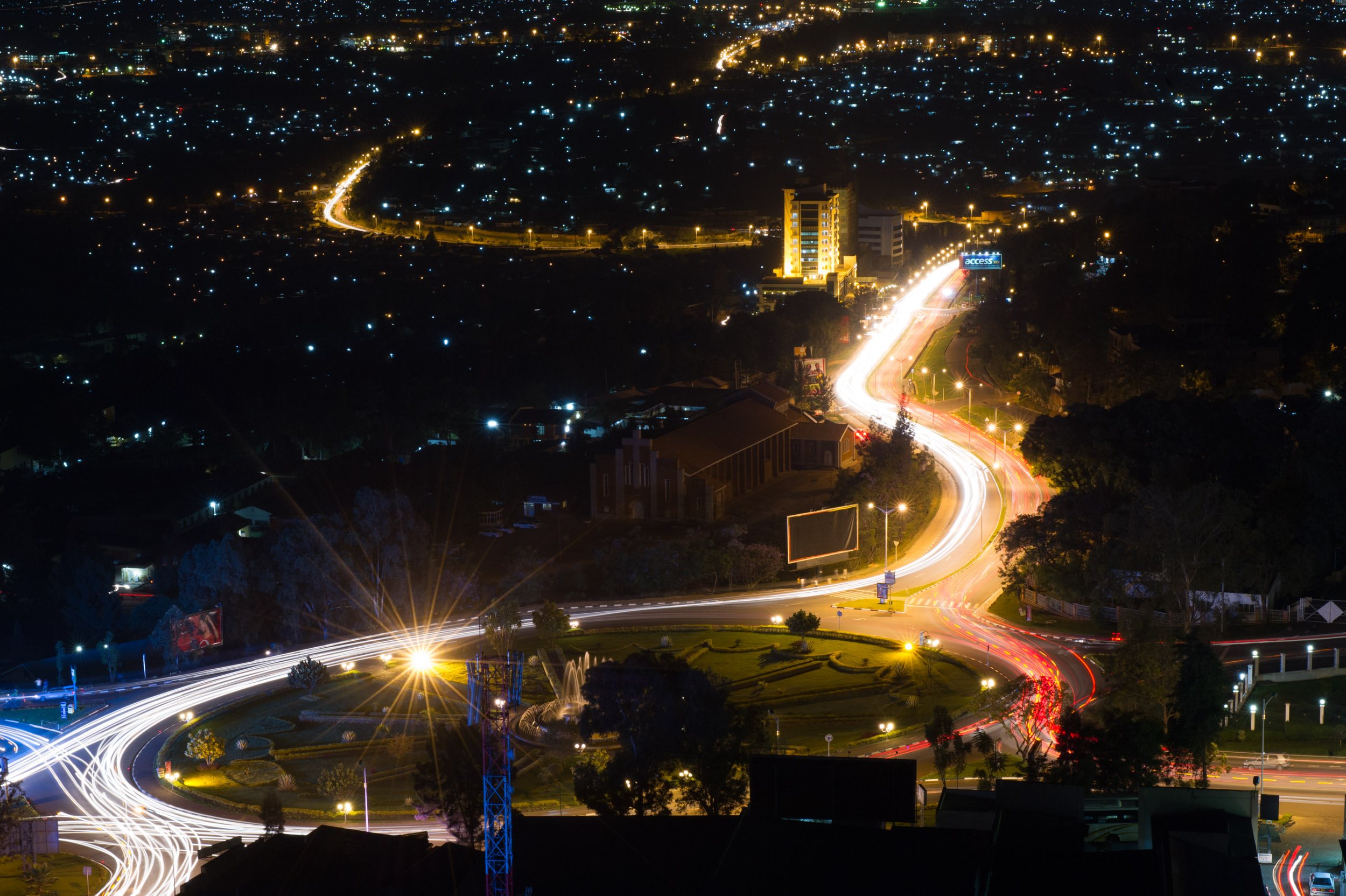 Traffic lights in the center of Kigali, Rwanda's capital. 