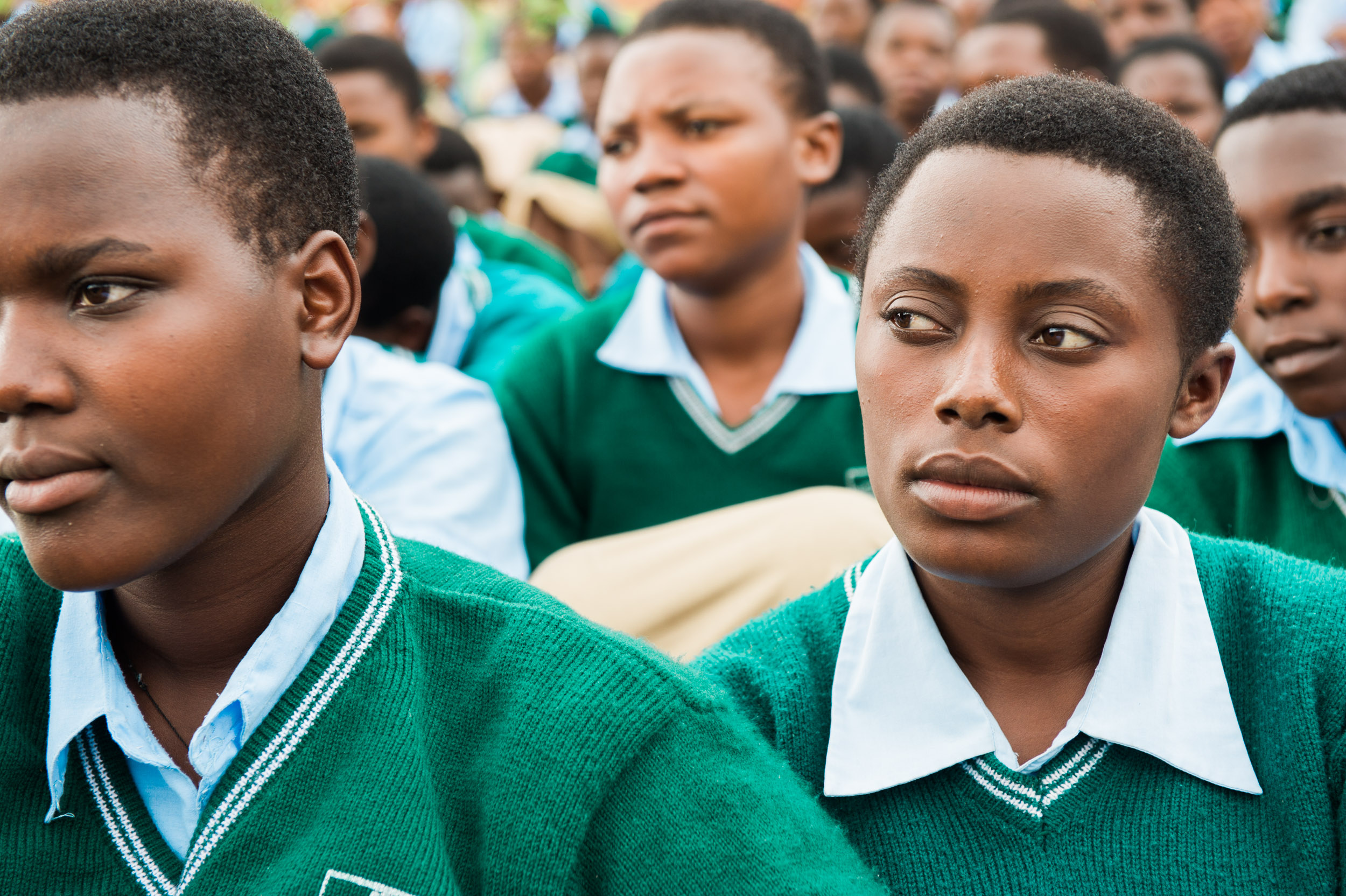  Young girl students in a rural school in the high hills of northwestern Rwanda. 