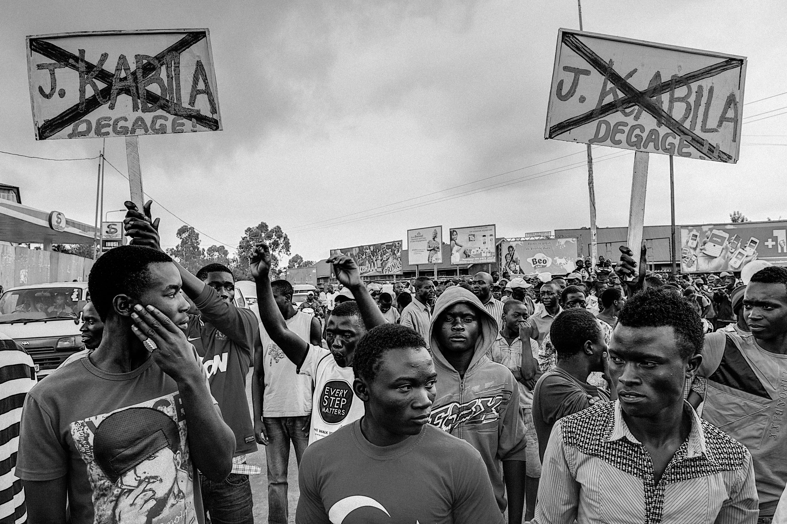  Protestors march through the streets of Goma during the M23 Rebellion in November 2012, calling for the removal of then-President Joseph Kabila. 