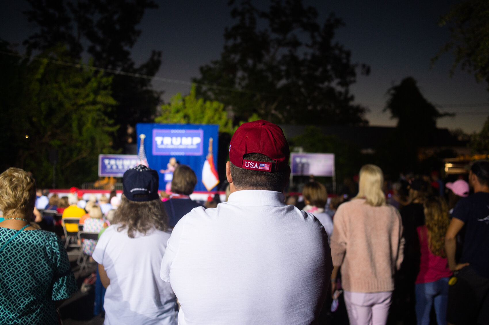  Rallygoers listen to Lara Trump Wednesday night, October 14, 2020. (Port City Daily photo/Mark Darrough) 