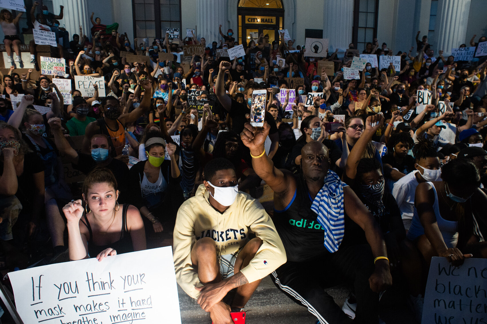  Black Lives Matter protestors outside City Hall in early May. (Port City Daily photo/Mark Darrough) 