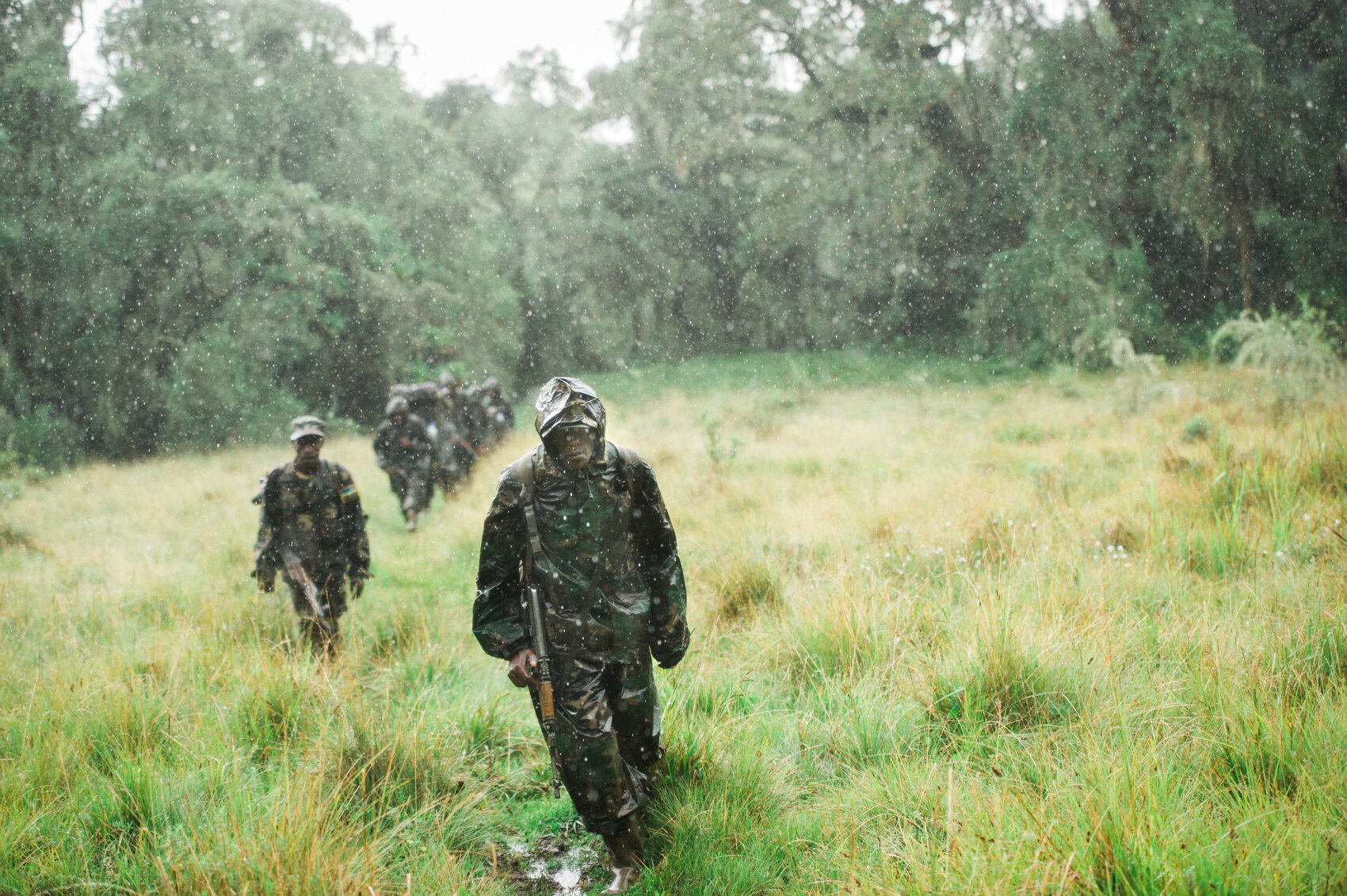  Rwandan troops on patrol near the summit of 14,800-foot Mt. Karisimbi, an active volcano on the border of Rwanda and Democratic Republic of the Congo. 