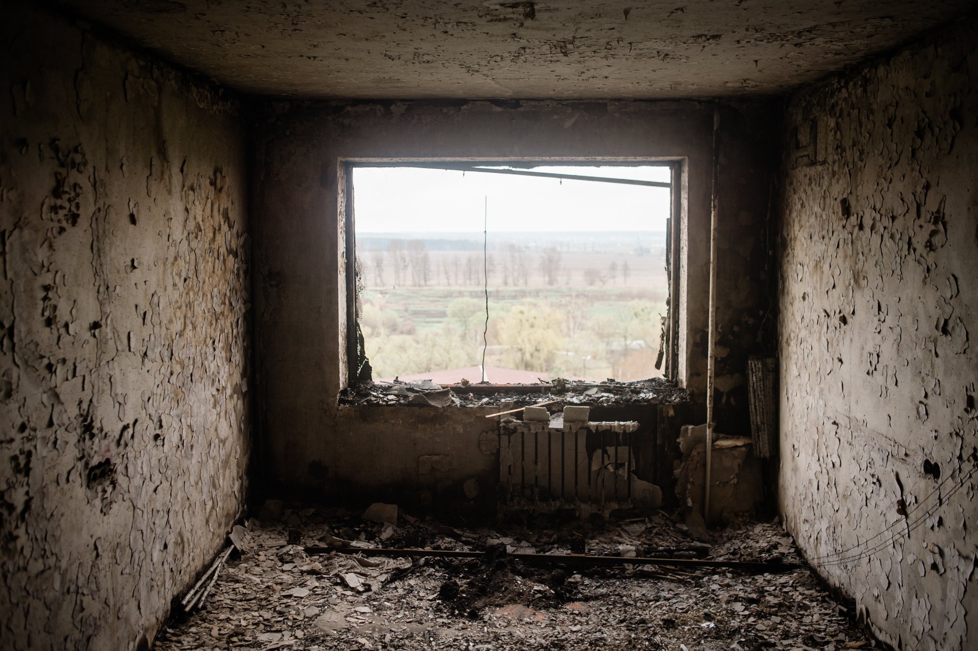  Inside a destroyed residential building in Borodyanka, 20 miles northwest of Kyiv.  